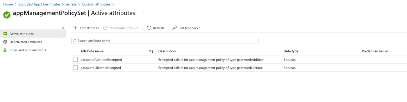 Screenshot showing Entra application policies for secrets and certificates (step 9)