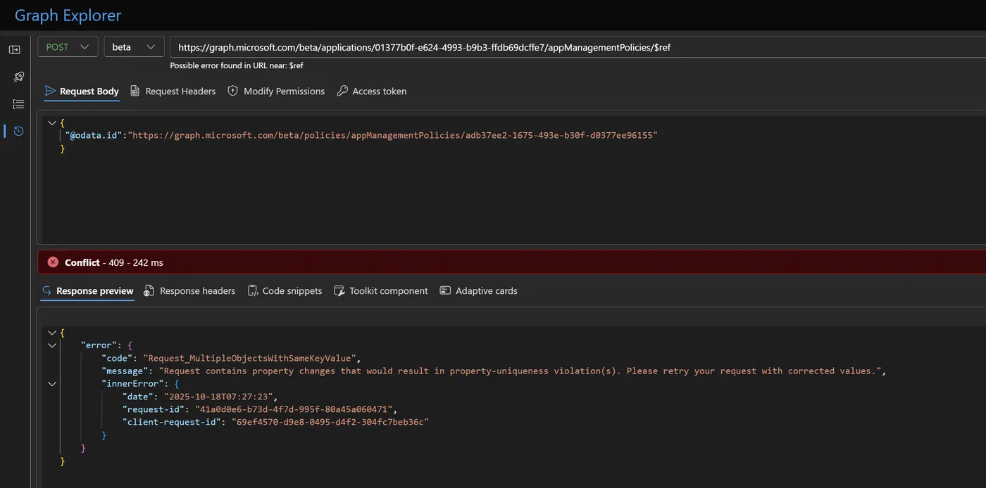 Screenshot showing Entra application policies for secrets and certificates (step 12)