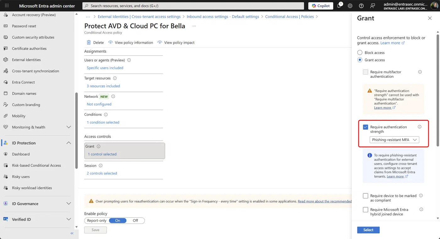 Screenshot showing Accessing Azure Virtual Desktop and Windows 365 Cloud PC from unmanaged devices (step 5)