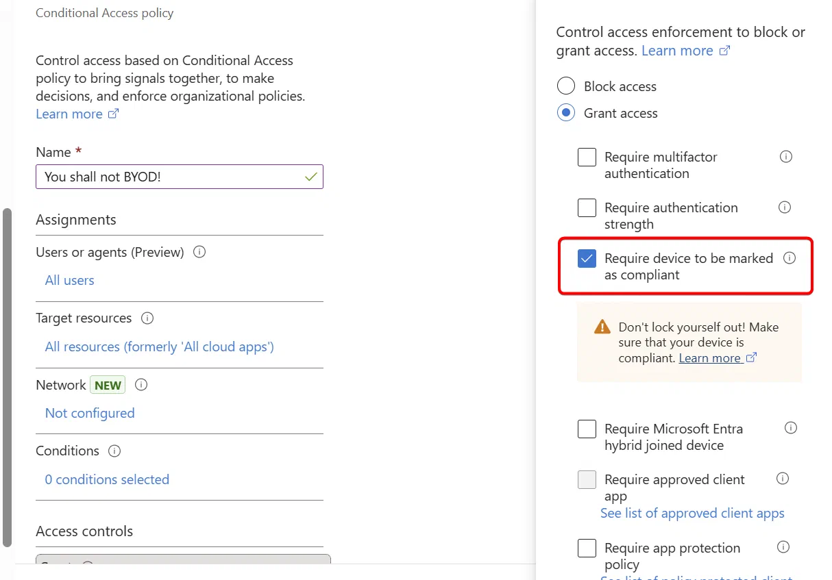 Screenshot showing Accessing Azure Virtual Desktop and Windows 365 Cloud PC from unmanaged devices (step 1)