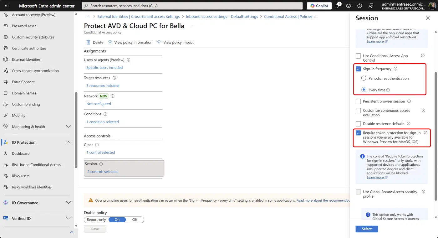 Screenshot showing Accessing Azure Virtual Desktop and Windows 365 Cloud PC from unmanaged devices (step 4)