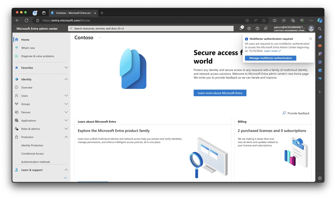 Portal notification about mandatory MFA enforcement