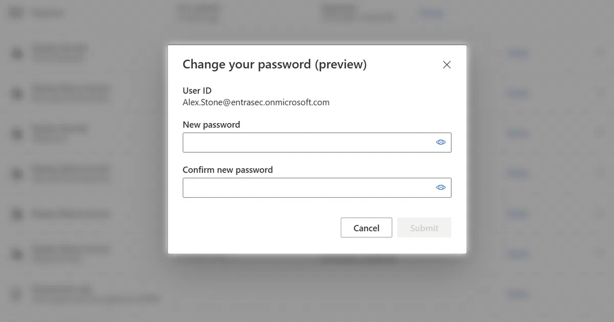 Allow password change after secure sign-in