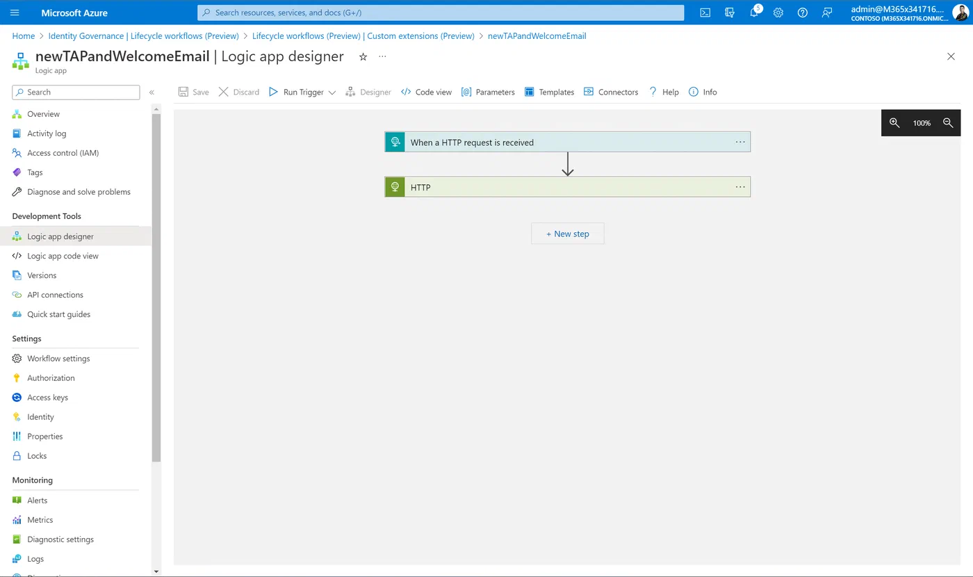 Screenshot related to Create new Custom extension (Logic App)