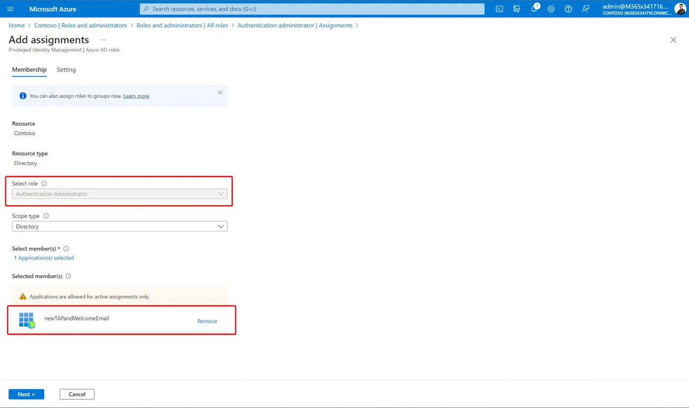 Screenshot related to Adding permissions to the system-managed identity
