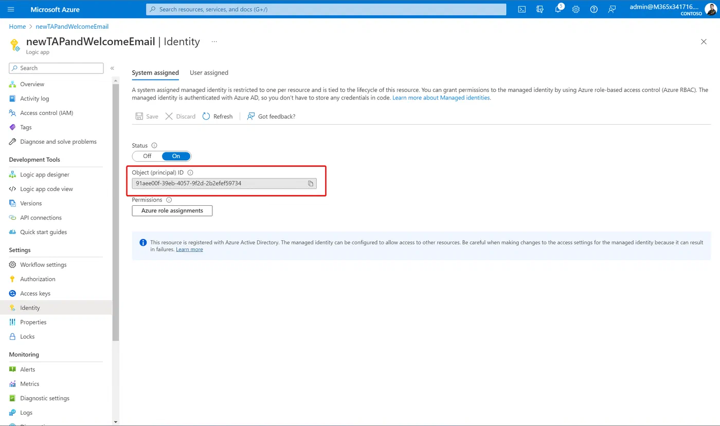 Screenshot related to Adding permissions to the system-managed identity