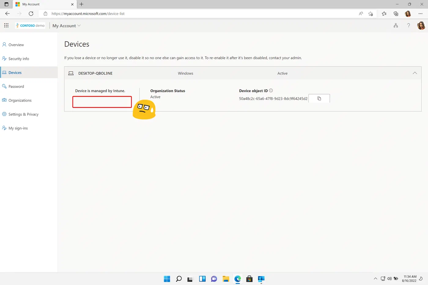 Screenshot related to Show current policy setting