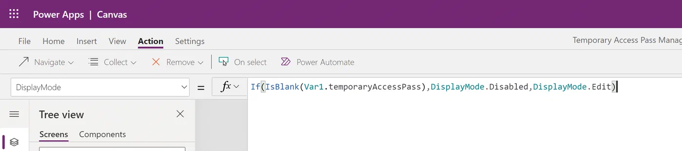 Power Apps button DisplayMode formula checking required values