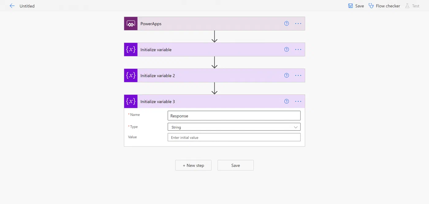 Power Automate variable action for storing the Twilio response