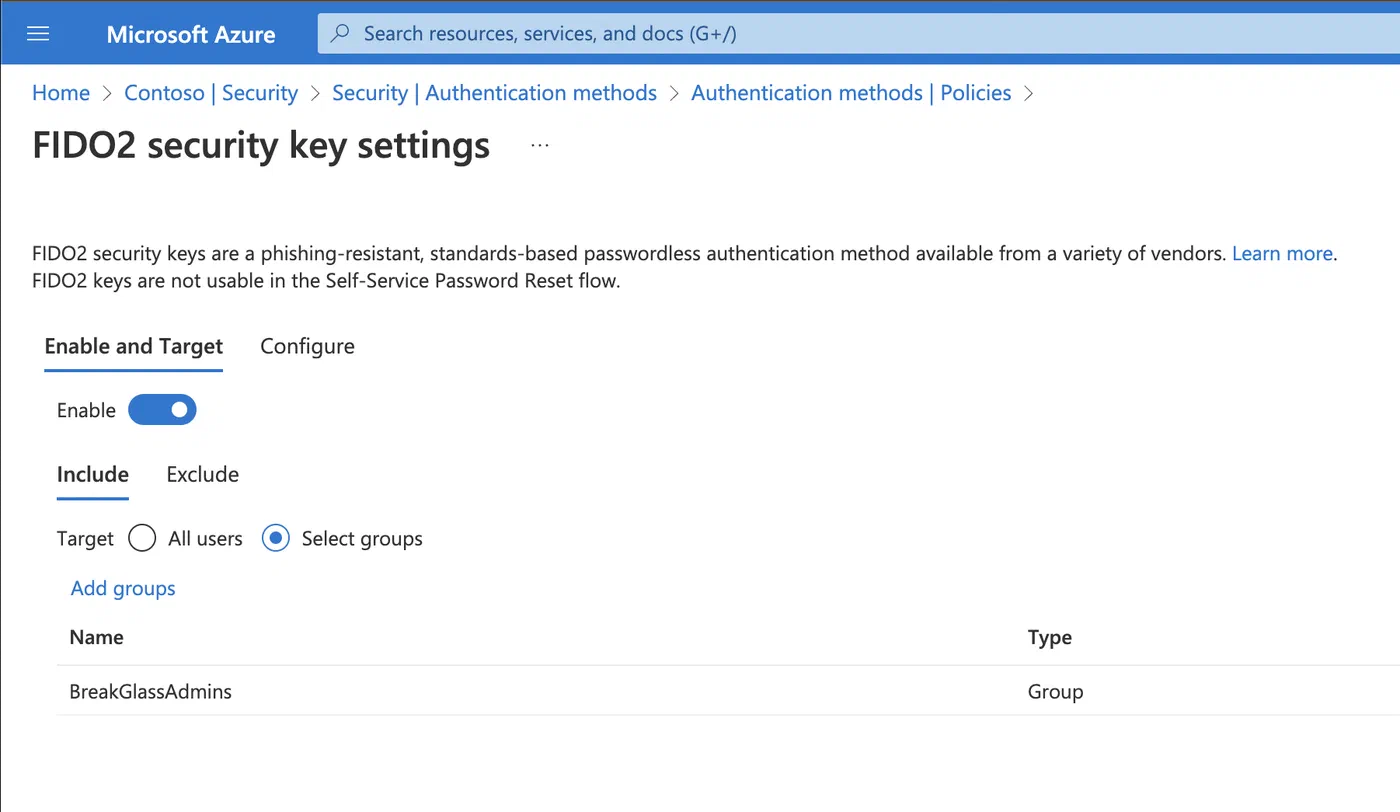 Screenshot related to 2. Allow FIDO2 and Temporary Access Pass