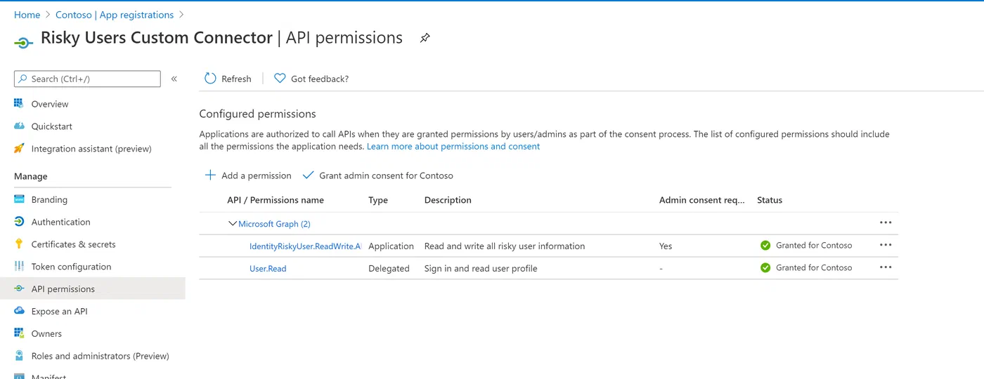 Azure portal app registration page for configuring application credentials