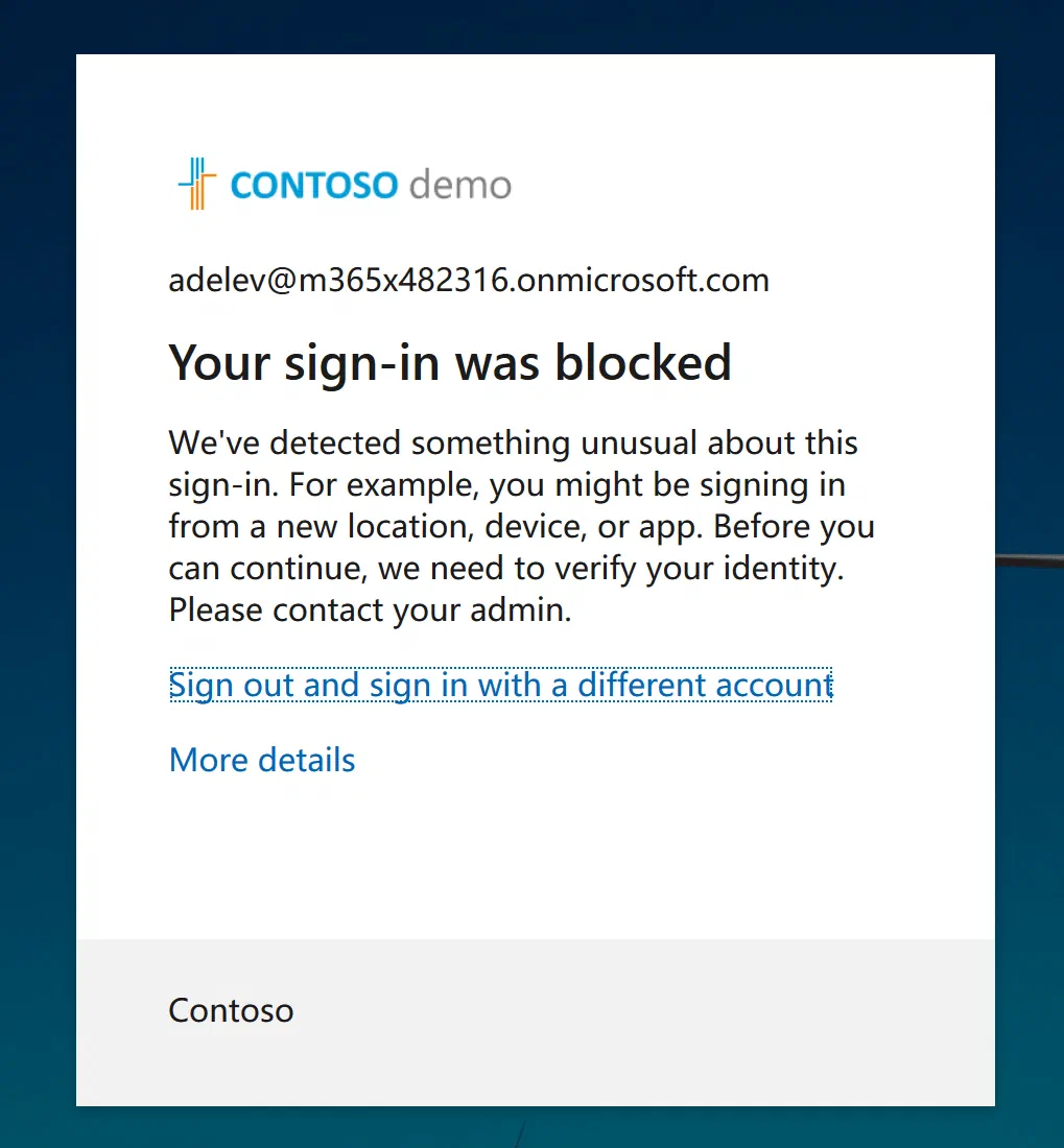 Azure AD sign-in prompt requiring multi-factor authentication registration