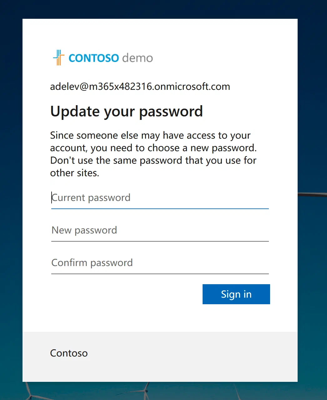 Azure AD sign-in prompt for completing multi-factor authentication