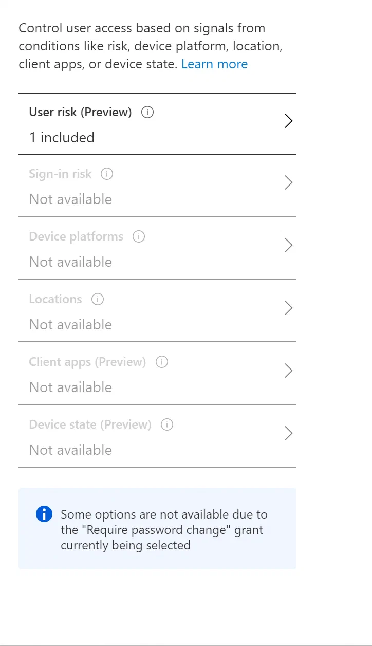 Azure AD Identity Protection configuration for password change remediation