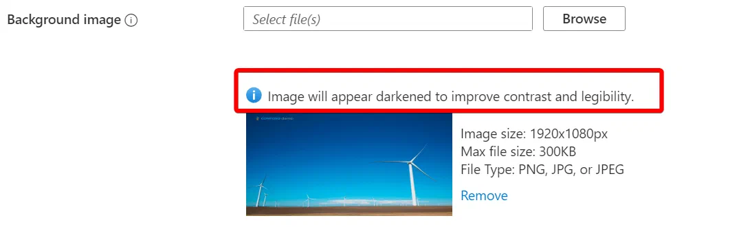 Azure AD sign-in page showing the default background image overlay