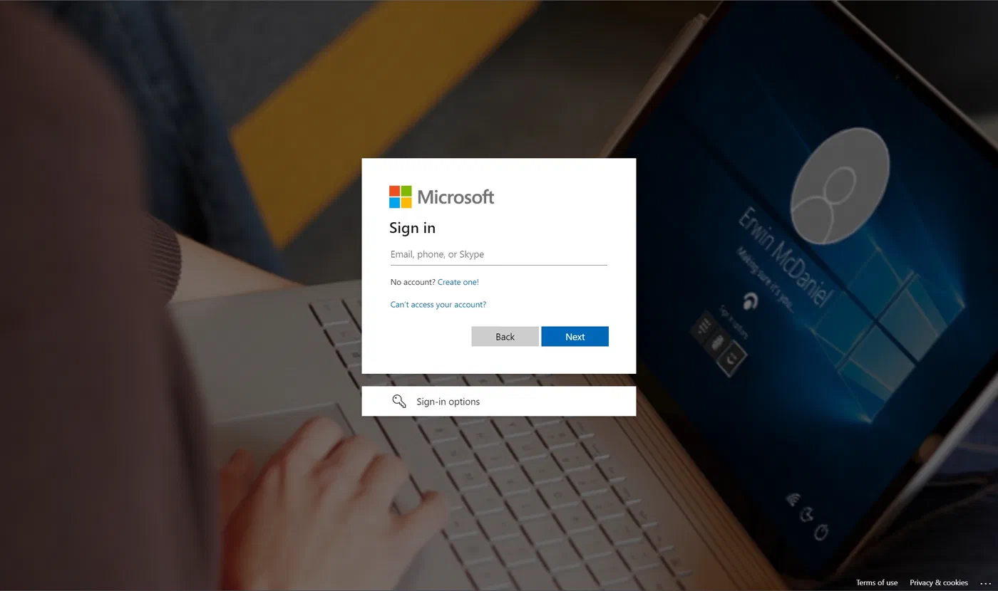 Azure AD company-branded sign-in page with its default background overlay