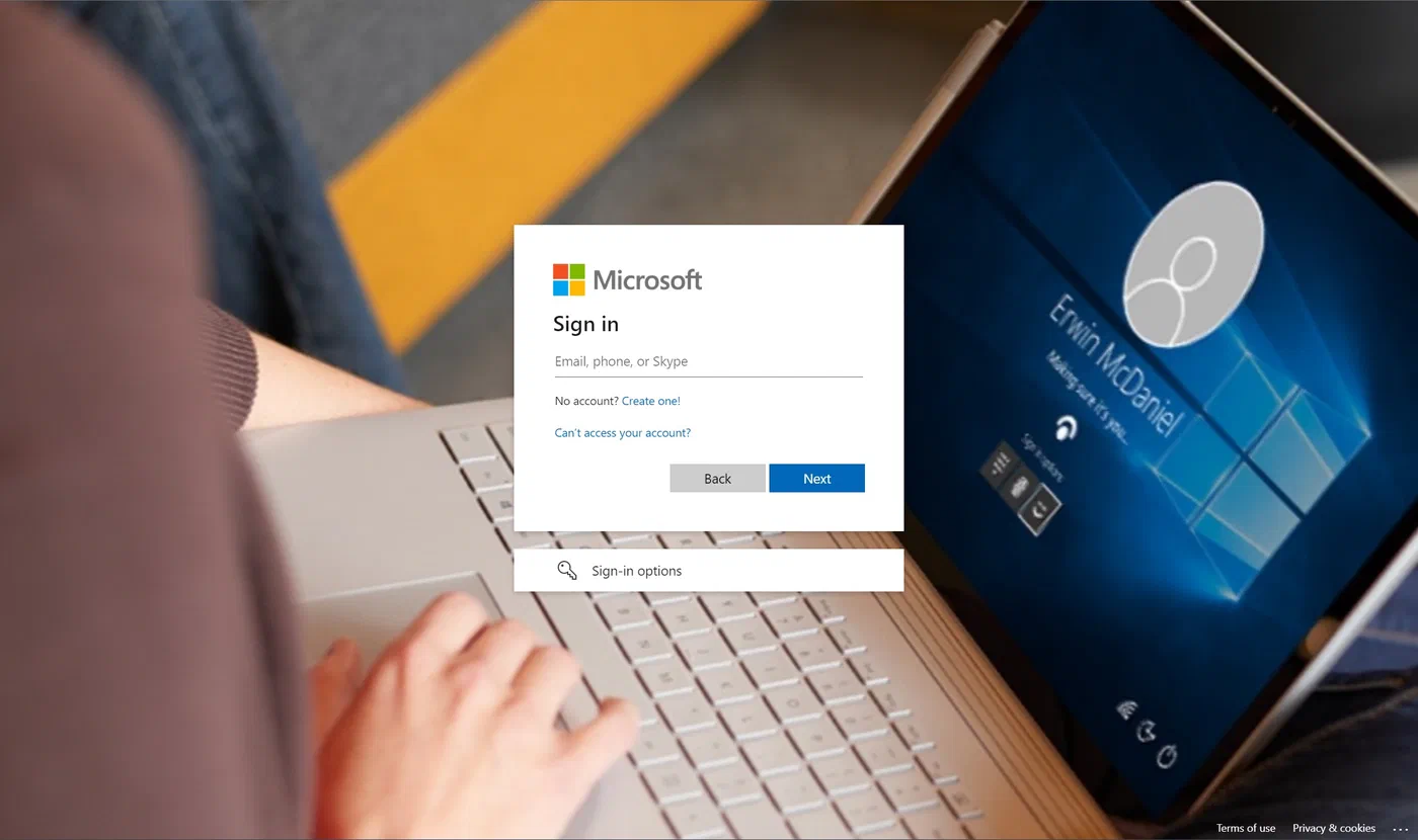 Azure AD company-branded sign-in page after removing the background overlay