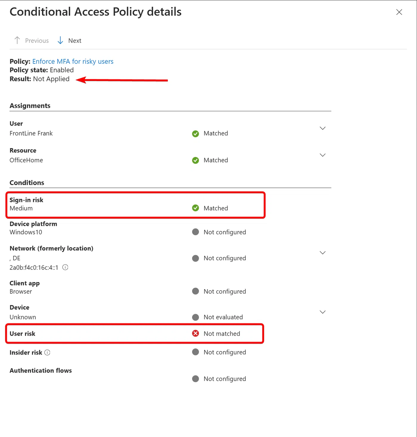 Screenshot 3 from Conditional Access risk policies. Don’t get fooled!