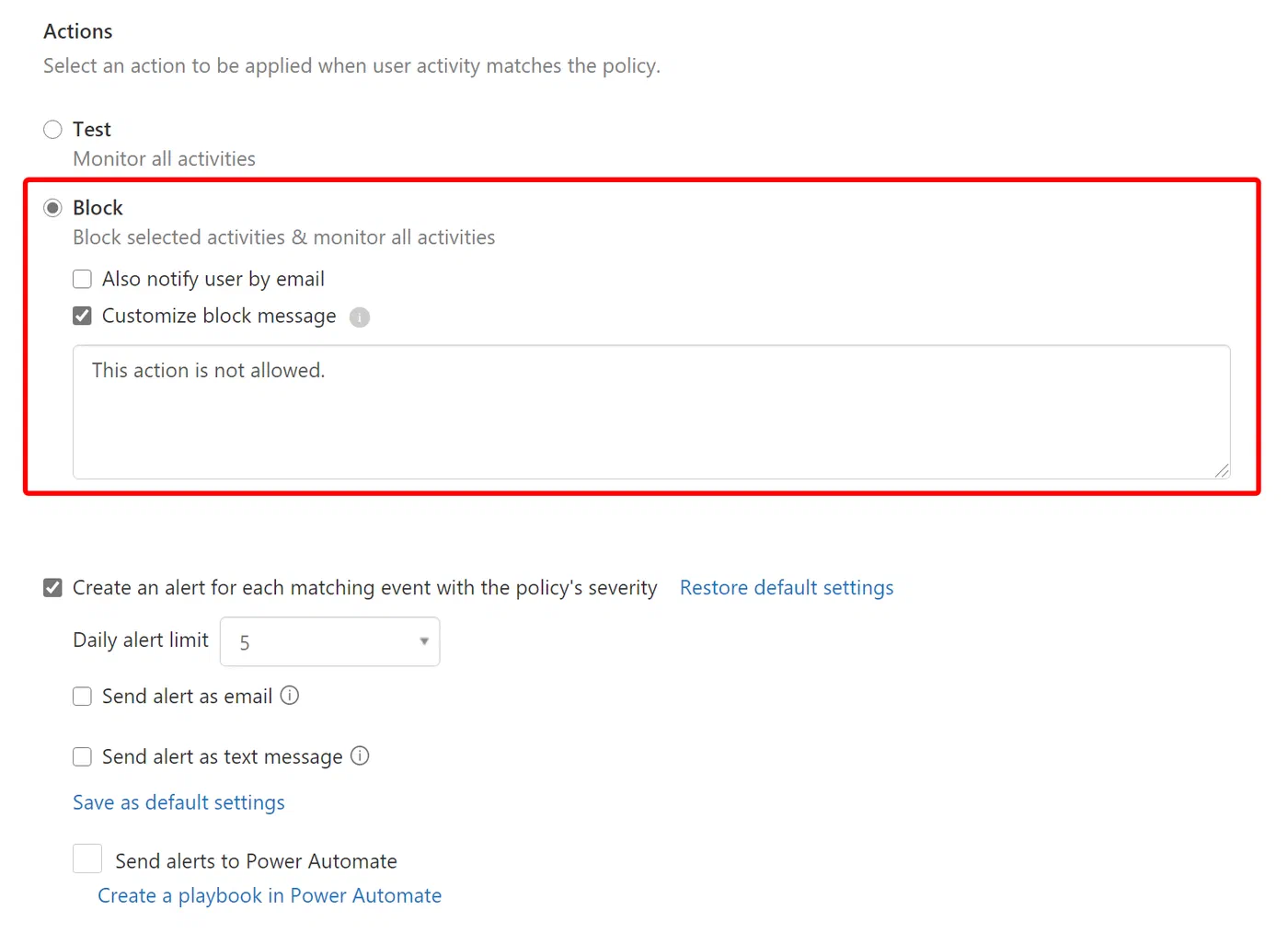Cloud App Security controls for restricting user actions on files