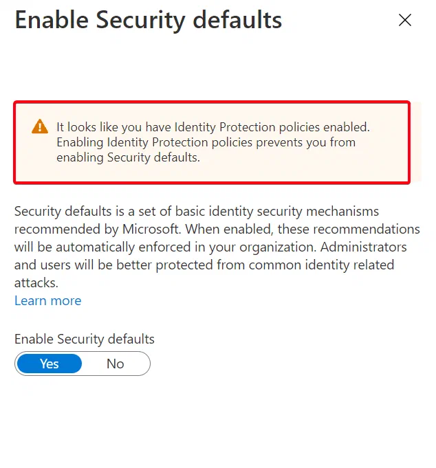 User sign-in prompt when Security Defaults and MFA registration conflict