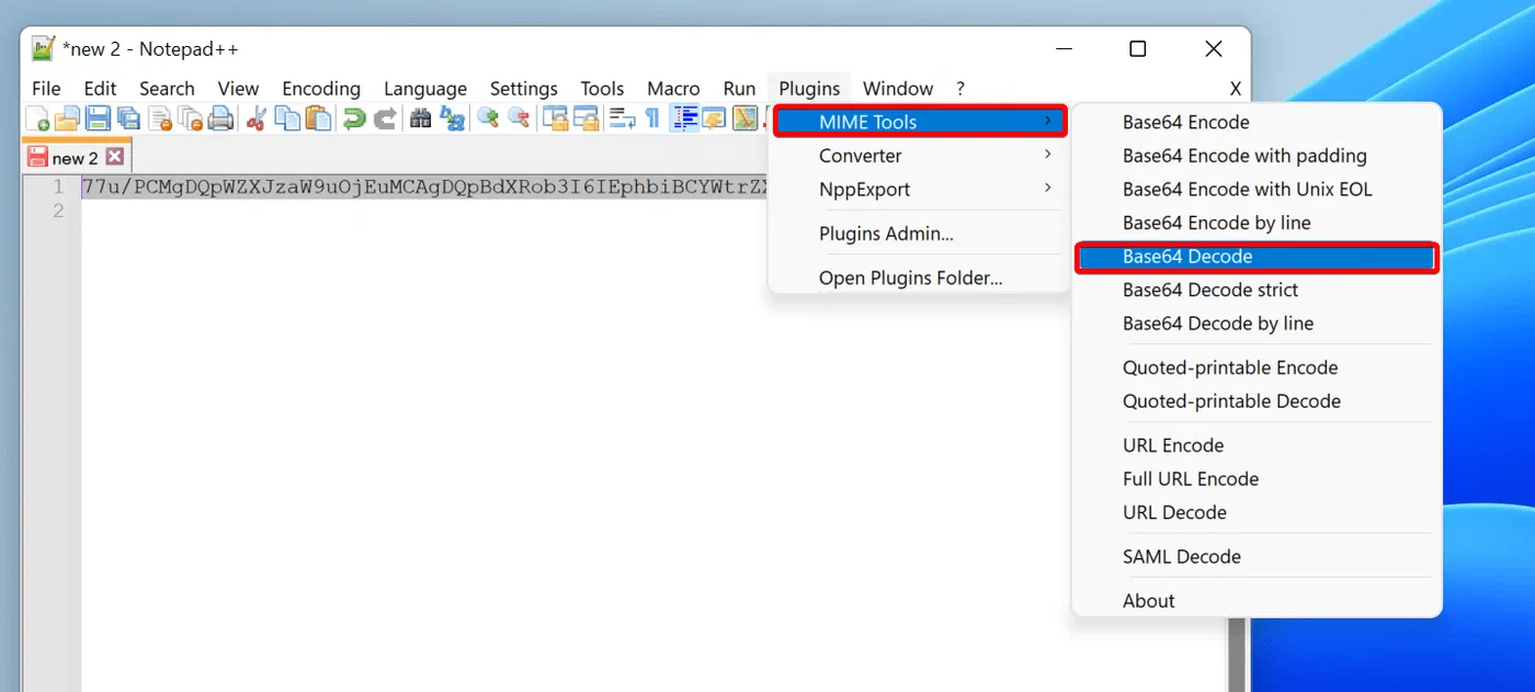 Encoded PowerShell script content returned by the Graph API