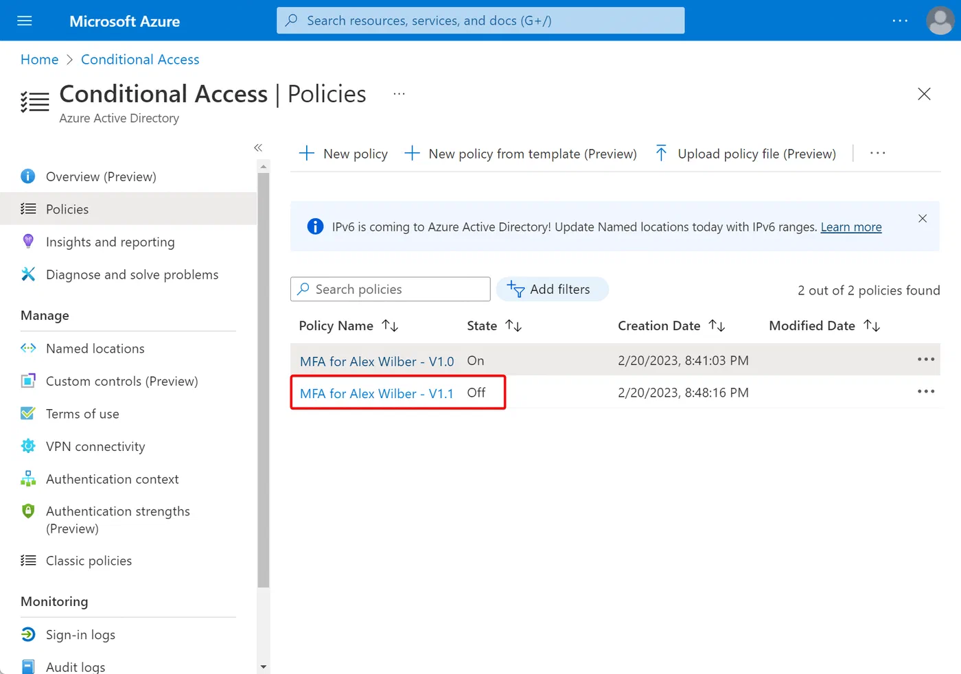 Screenshot related to Duplicate a policy using the Conditional Access UI