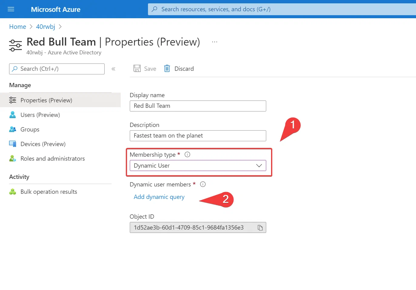 Azure administrative unit properties for setting dynamic membership