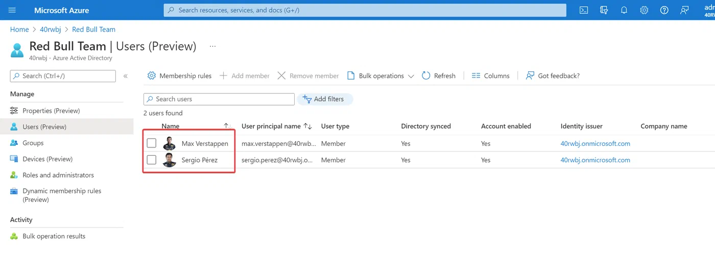 Azure administrative unit populated with users from the matching OU