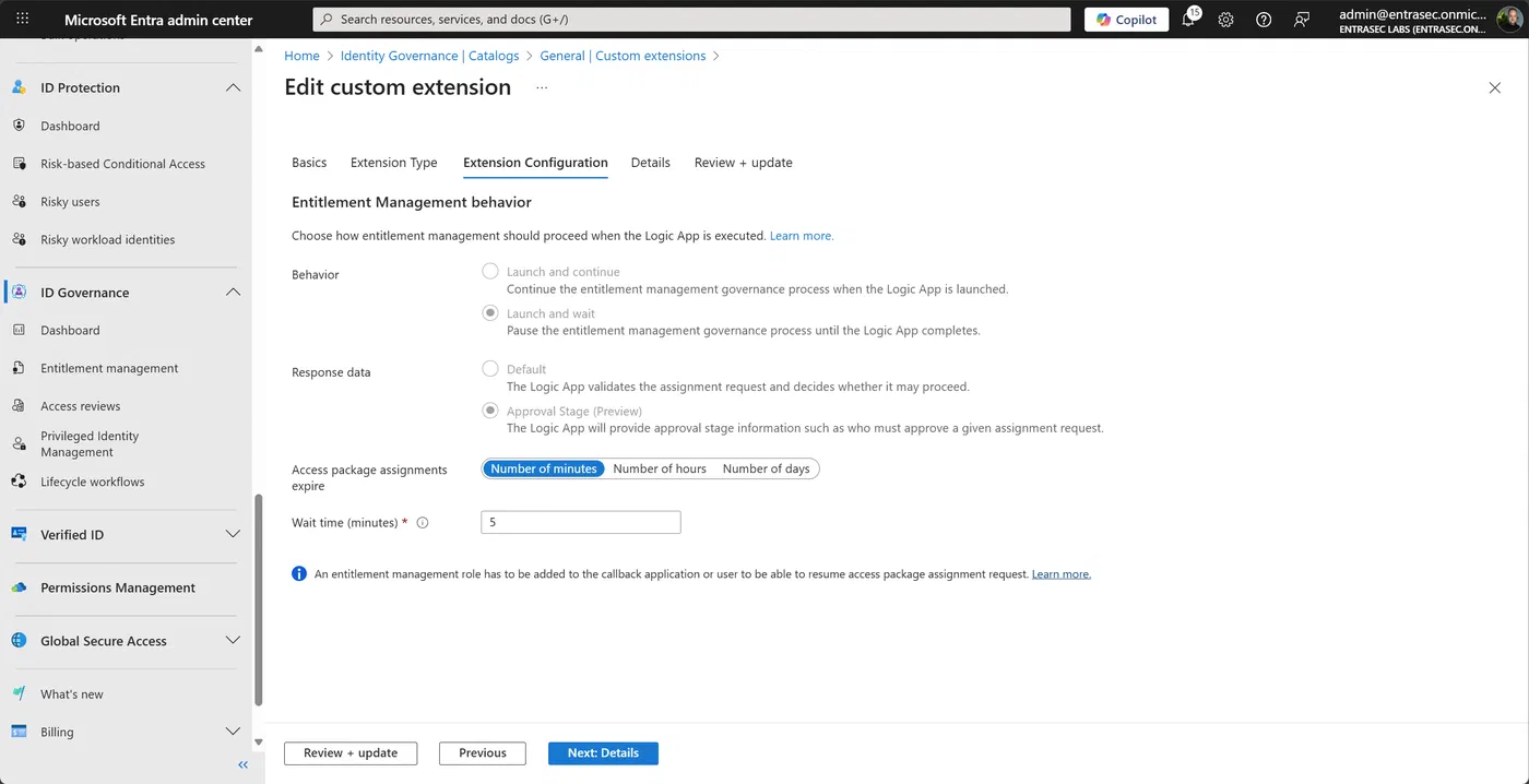 Screenshot 5 from Dynamic approval in Entra ID access packages using custom extensions