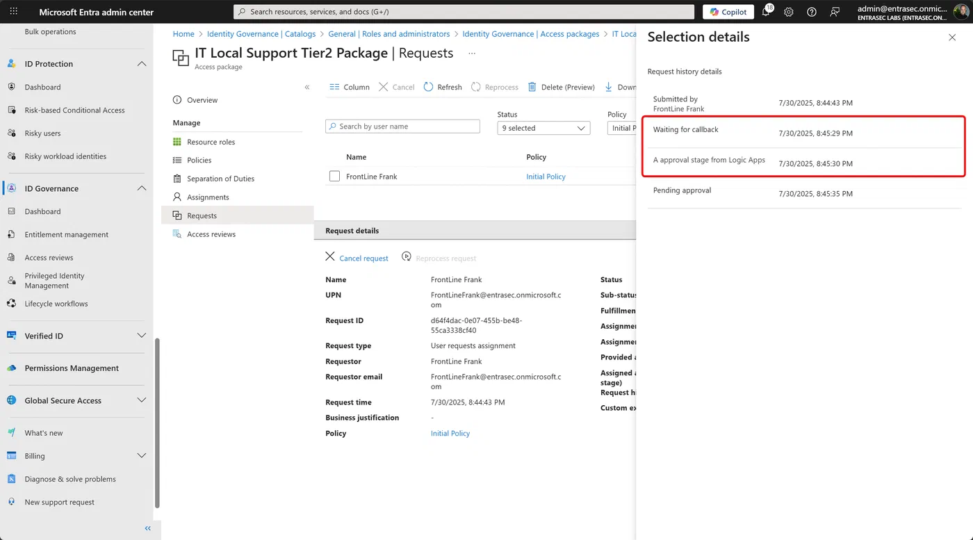 Screenshot 14 from Dynamic approval in Entra ID access packages using custom extensions
