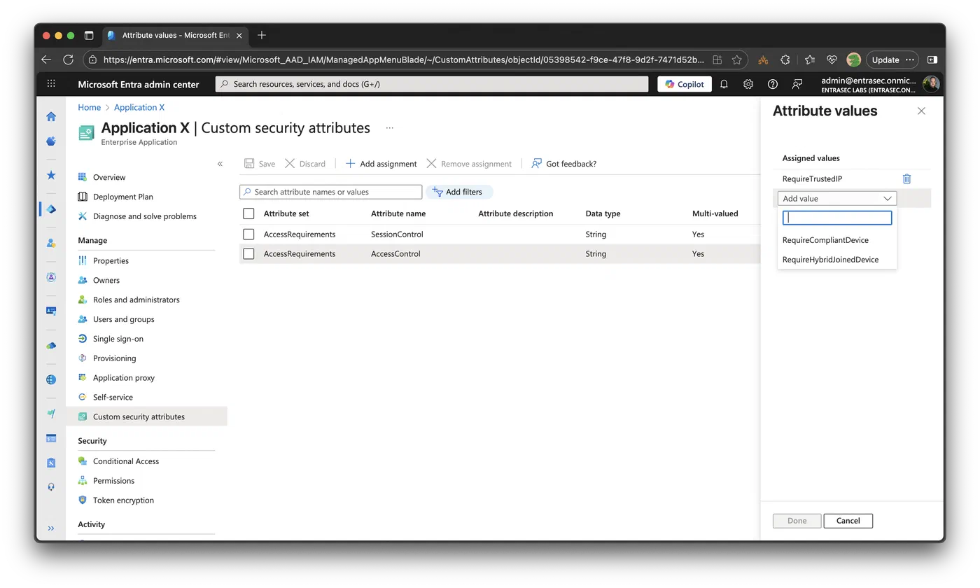 Screenshot showing Dynamic Conditional Access policies with custom security attributes (step 4)