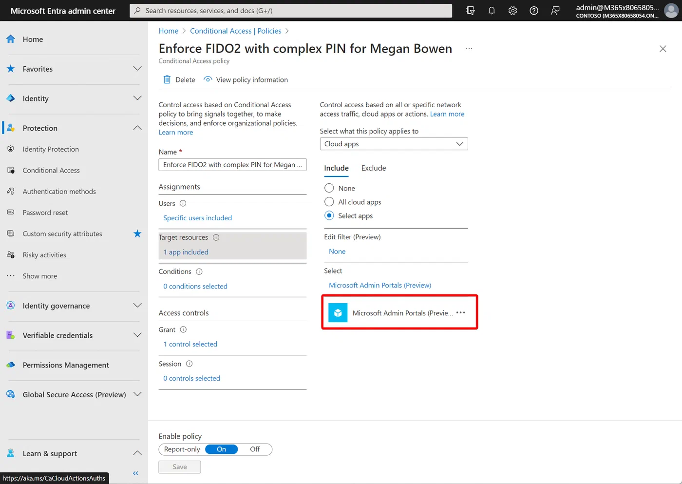 Conditional Access policy targeting Microsoft admin portals