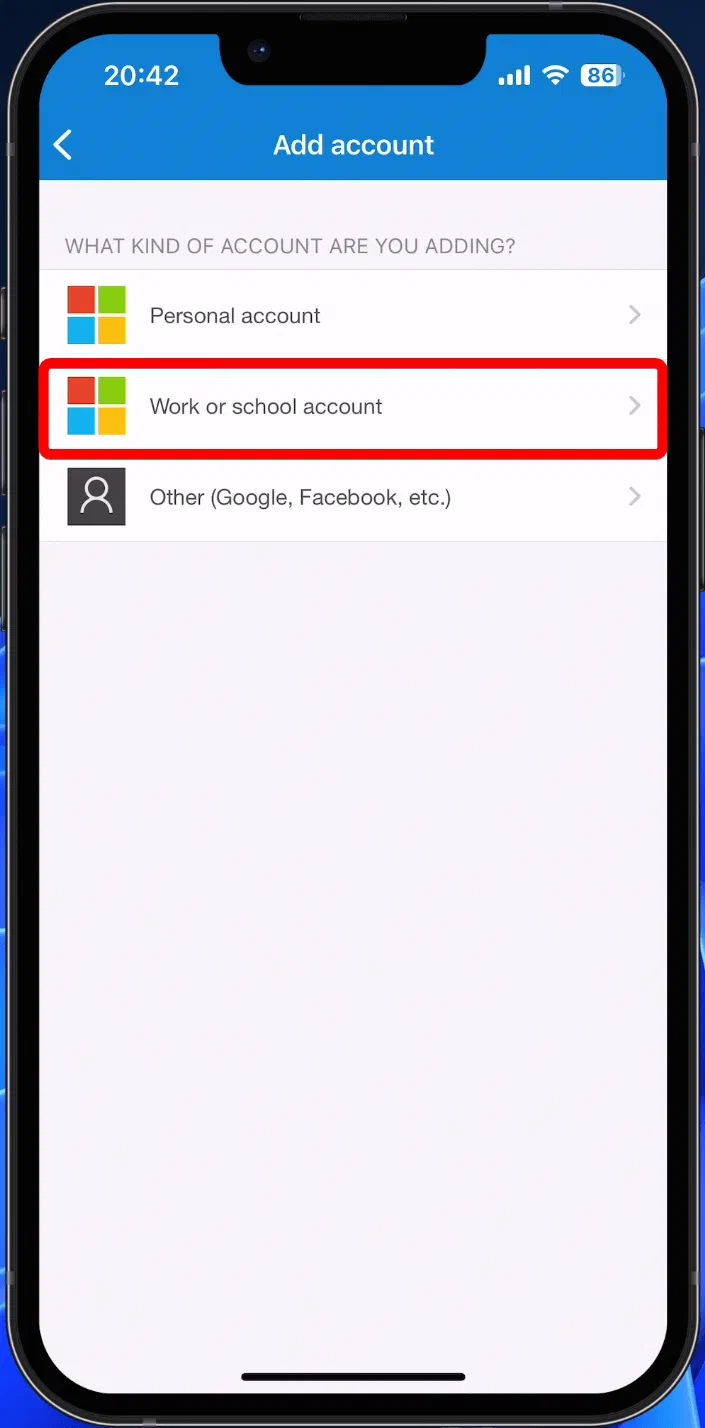 Microsoft Authenticator screen in the direct passkey registration flow