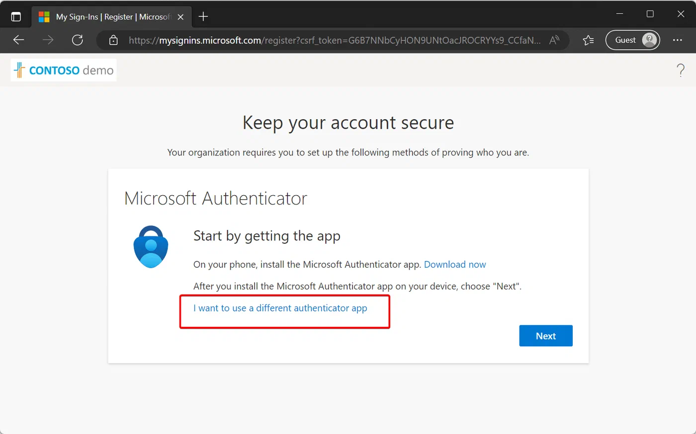 Screenshot related to Example - Allow 3rd party Authenticator Apps for a specific group only
