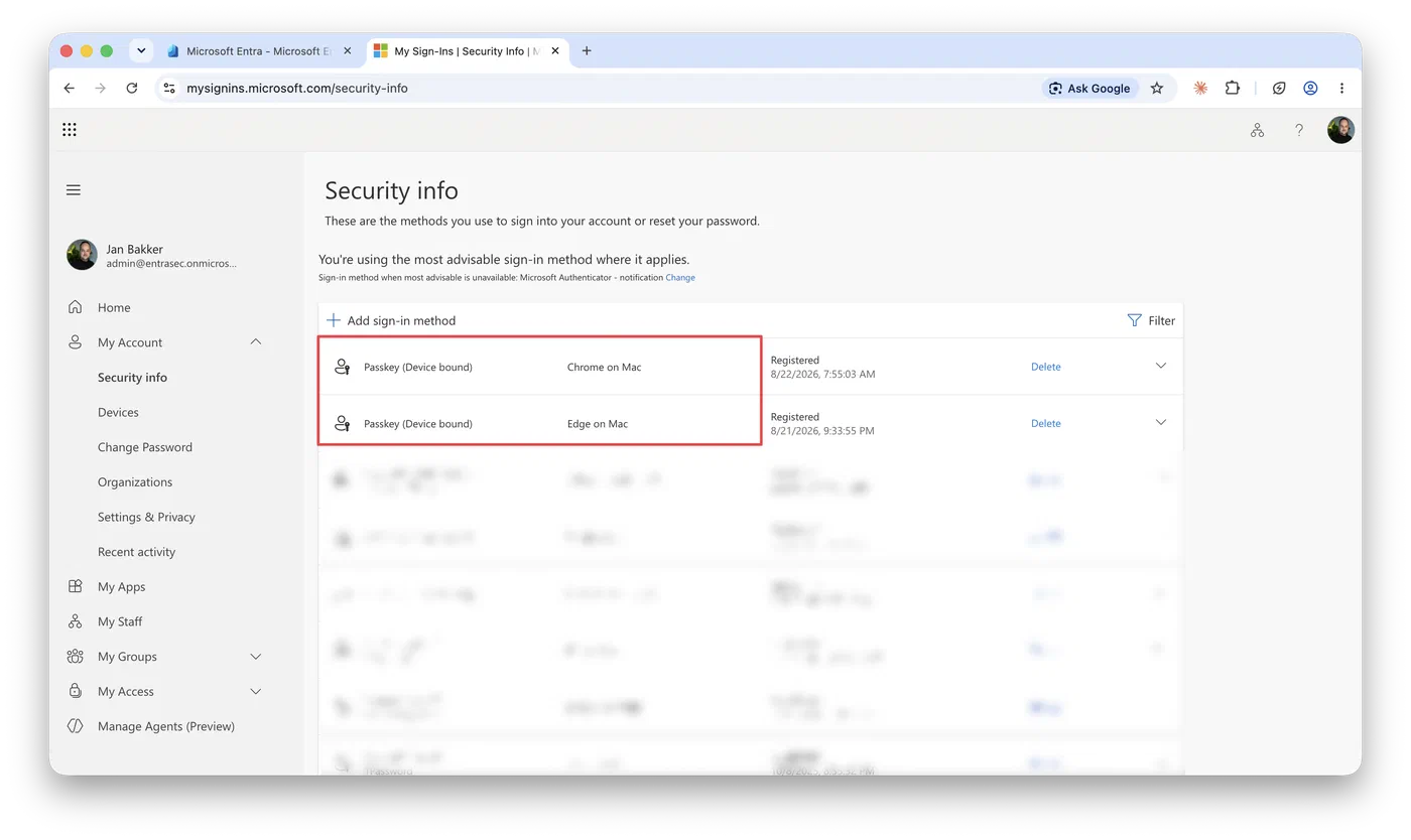 Device-bound passkeys in Entra ID