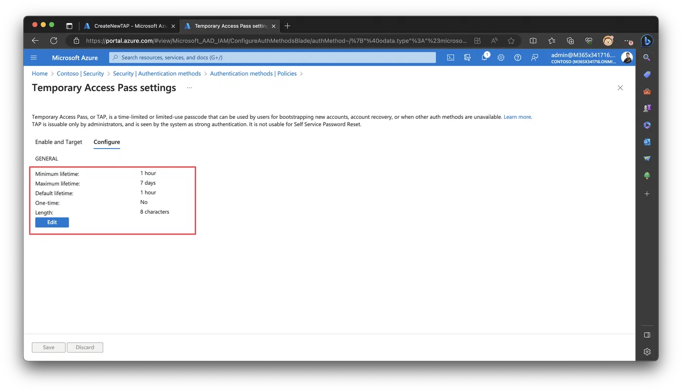 HTTP action configured with the Graph URI and access pass request body