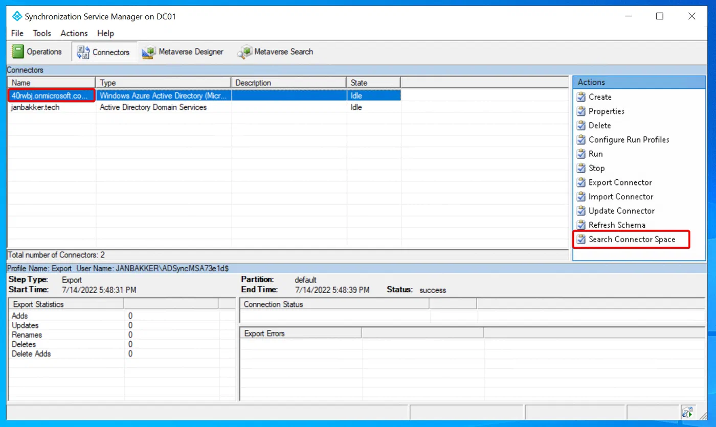 Screenshot related to Search Connector Space