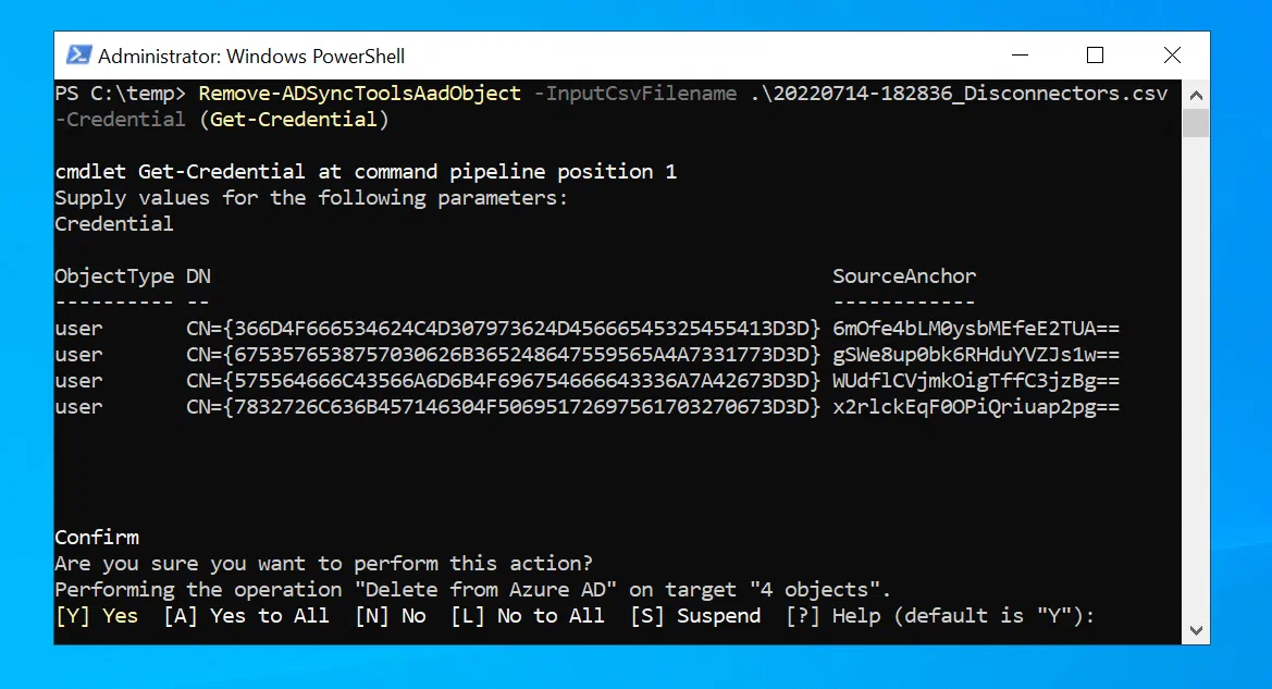 Screenshot related to Remove-ADSyncToolsAadObject