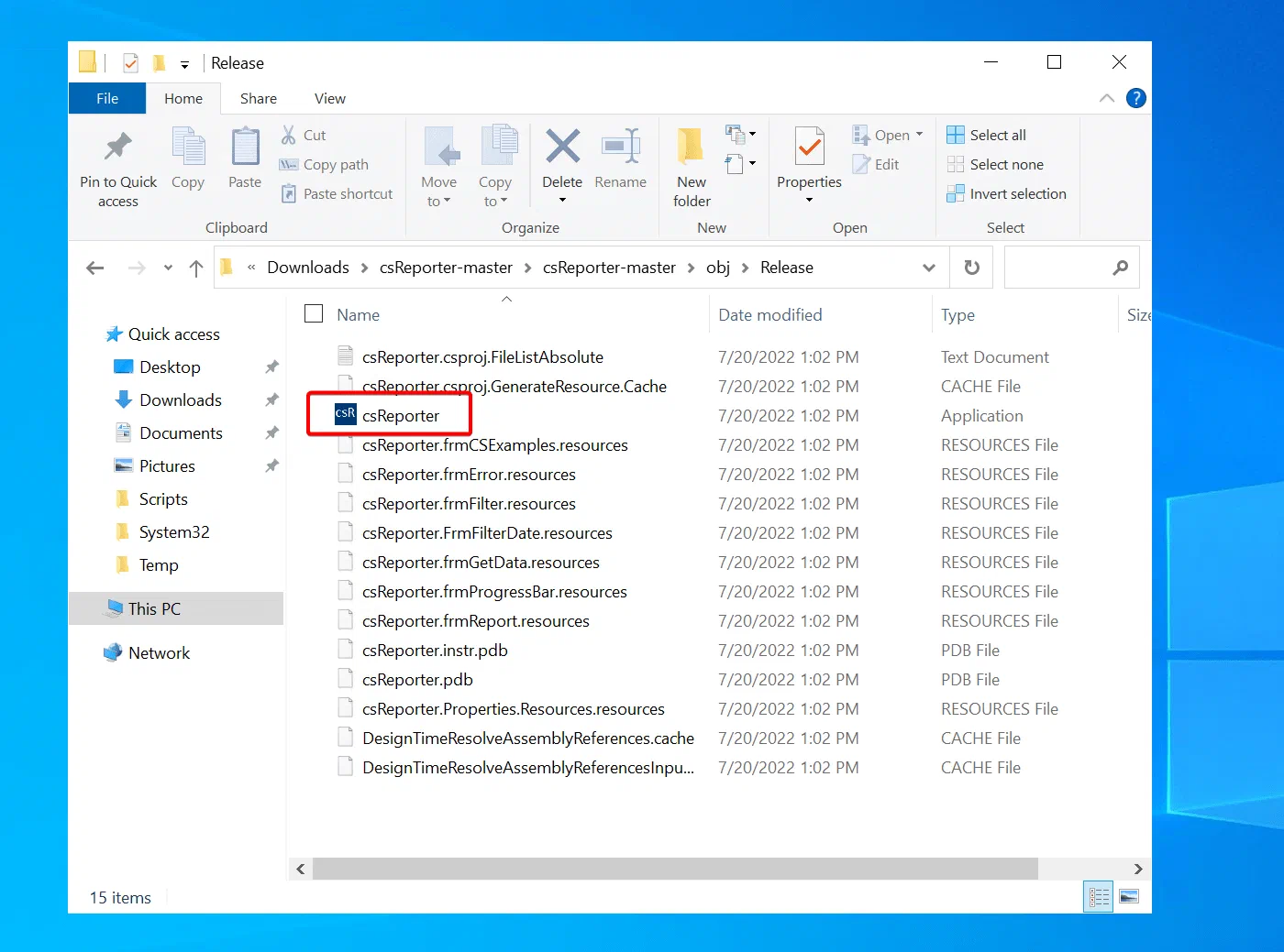 Screenshot related to csReporter