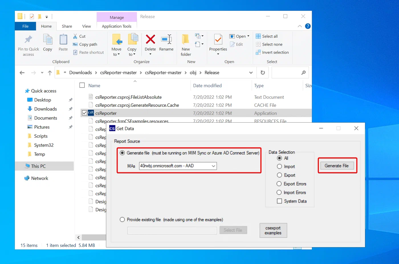Screenshot related to csReporter