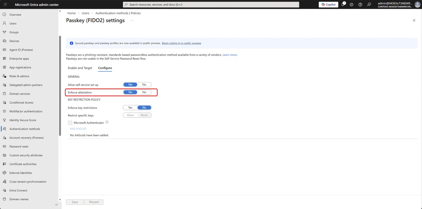 Screenshot showing the passkey attestation report