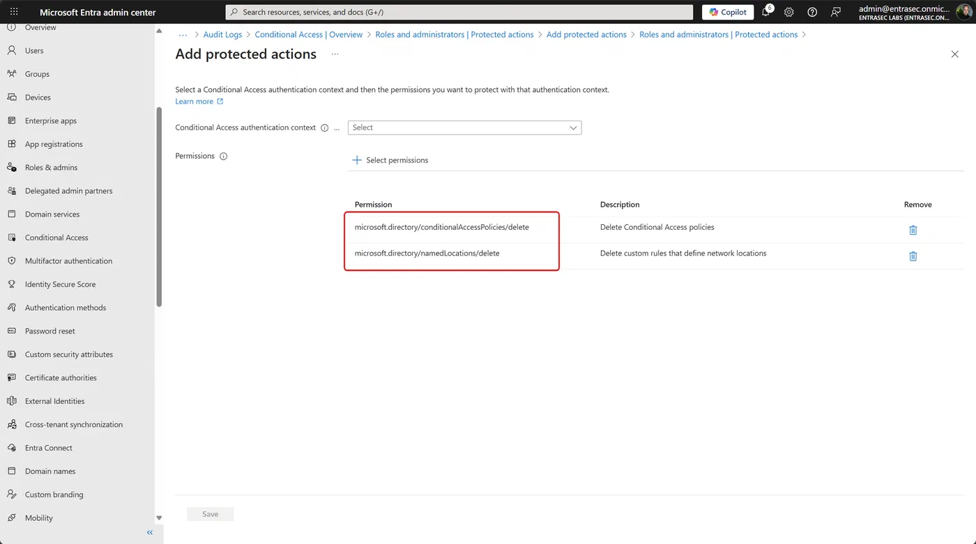 Screenshot showing Entra ID deleted Conditional Access policies and named locations (step 12)
