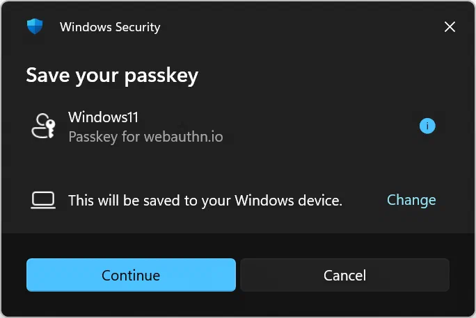 Screenshot showing Windows 11 advanced passkey settings (step 6)