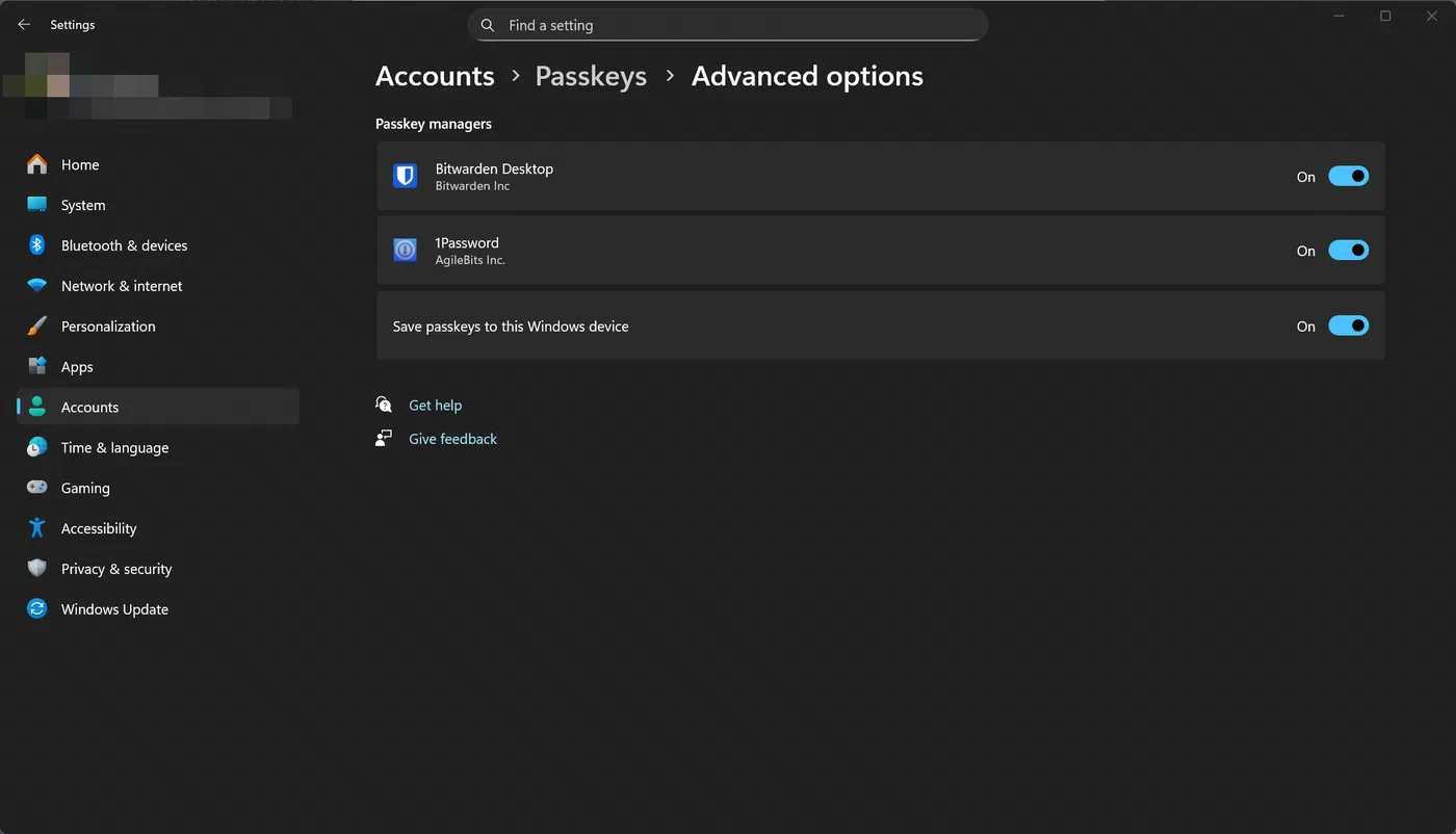 Screenshot showing Windows 11 advanced passkey settings (step 2)