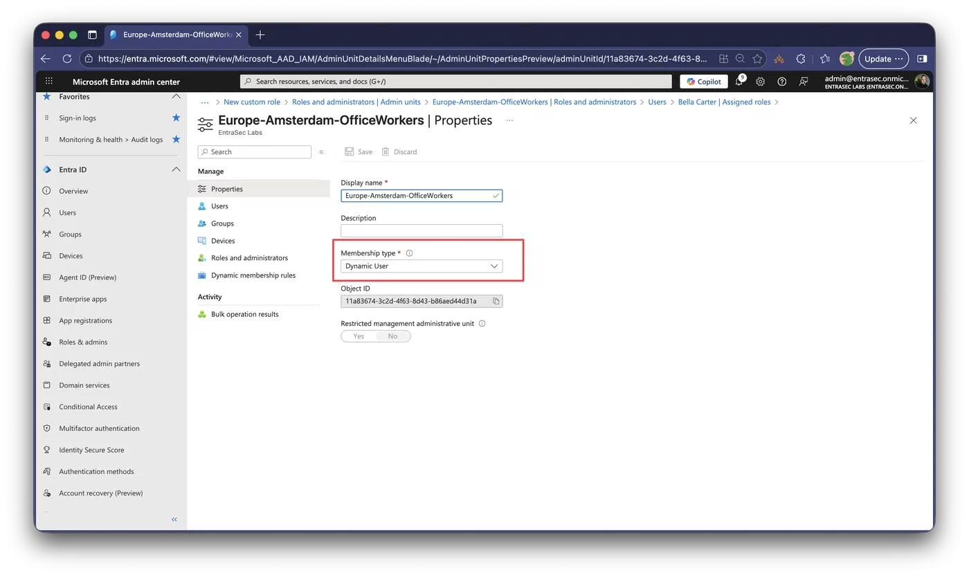 Screenshot showing Least-privilege Temporary Access Pass creation (step 1)