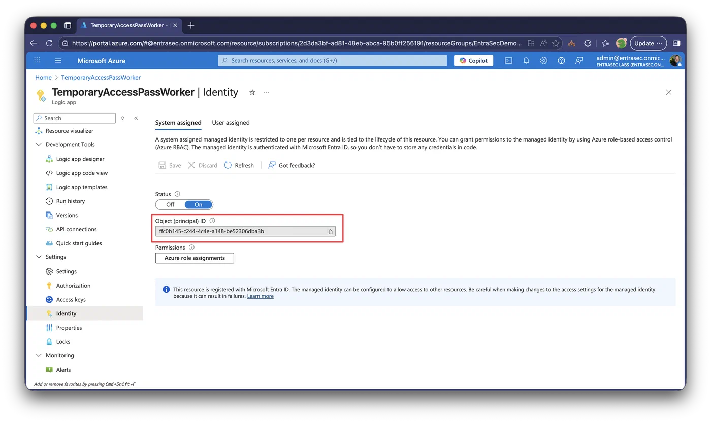 Screenshot showing Least-privilege Temporary Access Pass creation (step 4)