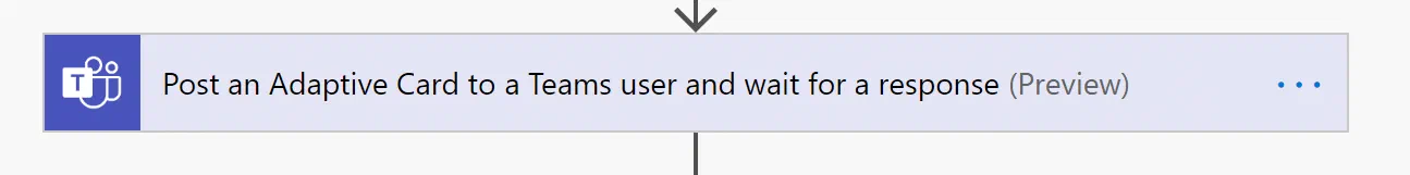Power Automate action composing an approval card for a license request