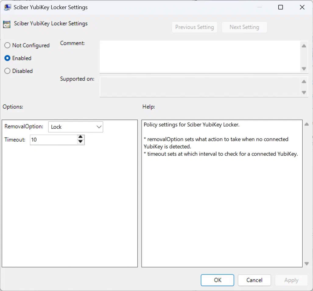 YubiKey Locker configuration