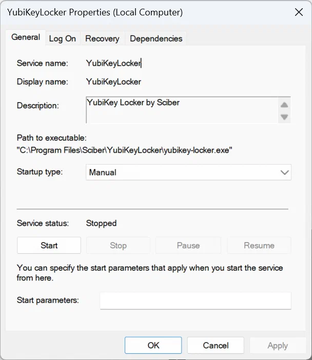 YubiKey Locker Windows service