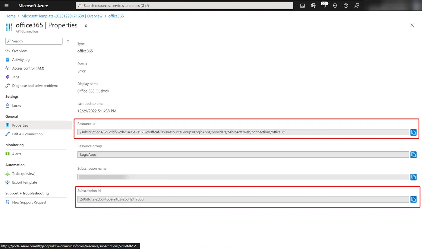 Screenshot related to Import the Logic App from GitHub